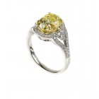  3.82 Ct. 18K White Gold, Oval Cut Fancy Yellow Diamond Engagement Ring Setting